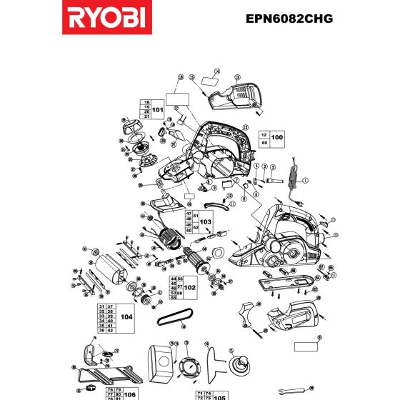 Ryobi EPN6082CHG Spare Parts List Type: 5133000351